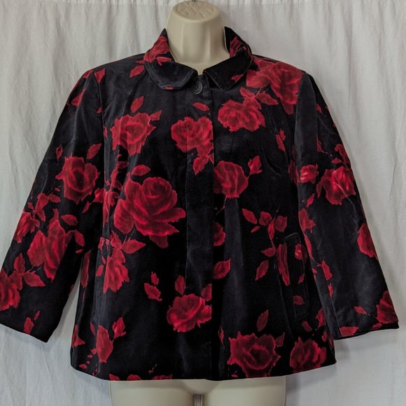 Talbots Roses Sweater Jacket Size 8 - Picture 2 of 14